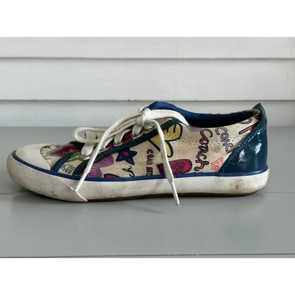 Coach Leatherware‎ Womens Multicolor Poppy Barrett Lace-Up Sneakers Size 5.5B